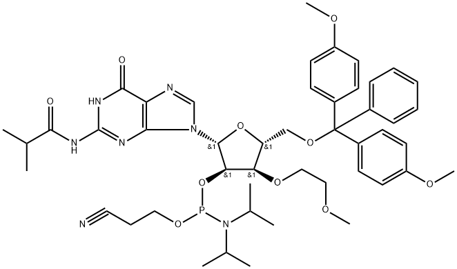 3'-O-MOE-G(iBu)-2'-phosphoramidite 구조식 이미지