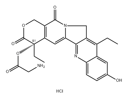 Glycine, (4S)-4,11-diethyl-3,4,12,14-tetrahydro-9-hydroxy-3,14-dioxo-1H-pyrano[3',4':6,7]indolizino[1,2-b]quinolin-4-yl ester, hydrochloride (1:1) Structure