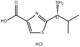 4-Thiazolecarboxylic acid, 2-[(1R)-1-amino-2-methylpropyl]-, hydrochloride (1:1) Structure