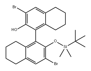 3,3'-Dibromo-2'-((tert-butyldimethylsilyl)oxy)-5,5',6,6',7,7',8,8'-octahydro-[1,1'-binaphthalen]-2-ol 구조식 이미지