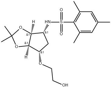2,4,6-Trimethyl-N-(3aS,4R,6S,6aR)-tetrahydro-6-(2-hydroxyethoxy)-2,2-dimethyl-4H-cyclopenta-1,3-dioxol-4-ylbenzenesulfonamide 구조식 이미지