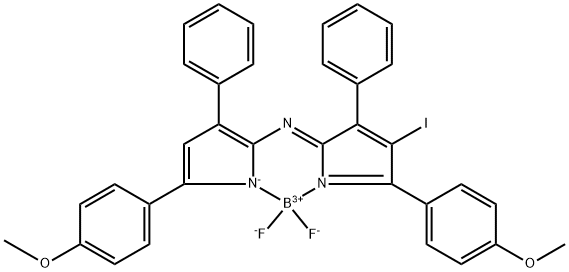 Boron, difluoro[N-[4-iodo-5-(4-methoxyphenyl)-3-phenyl-2H-pyrrol-2-ylidene-κN]-5-(4-methoxyphenyl)-3-phenyl-1H-pyrrol-2-aminato-κN1]-, (T-4)- Structure