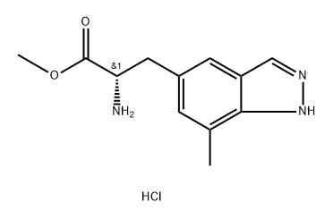 1H-Indazole-5-propanoic acid, α-amino-7-methyl-, methyl ester, hydrochloride (1:2), (αS)- Structure