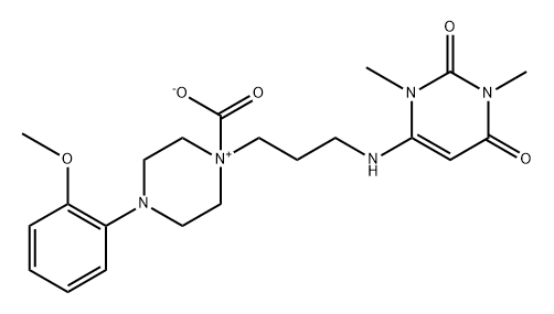 Piperazinium, 1-carboxy-4-(2-methoxyphenyl)-1-[3-[(1,2,3,6-tetrahydro-1,3-dimethyl-2,6-dioxo-4-pyrimidinyl)amino]propyl]-, inner salt 구조식 이미지