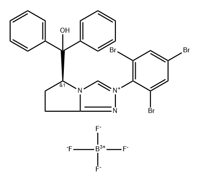 5H-Pyrrolo[2,1-c]-1,2,4-triazolium, 6,7-dihydro-5-(hydroxydiphenylmethyl)-2-(2,4,6-tribromophenyl)-, (5S)-, tetrafluoroborate(1-) (1:1) Structure