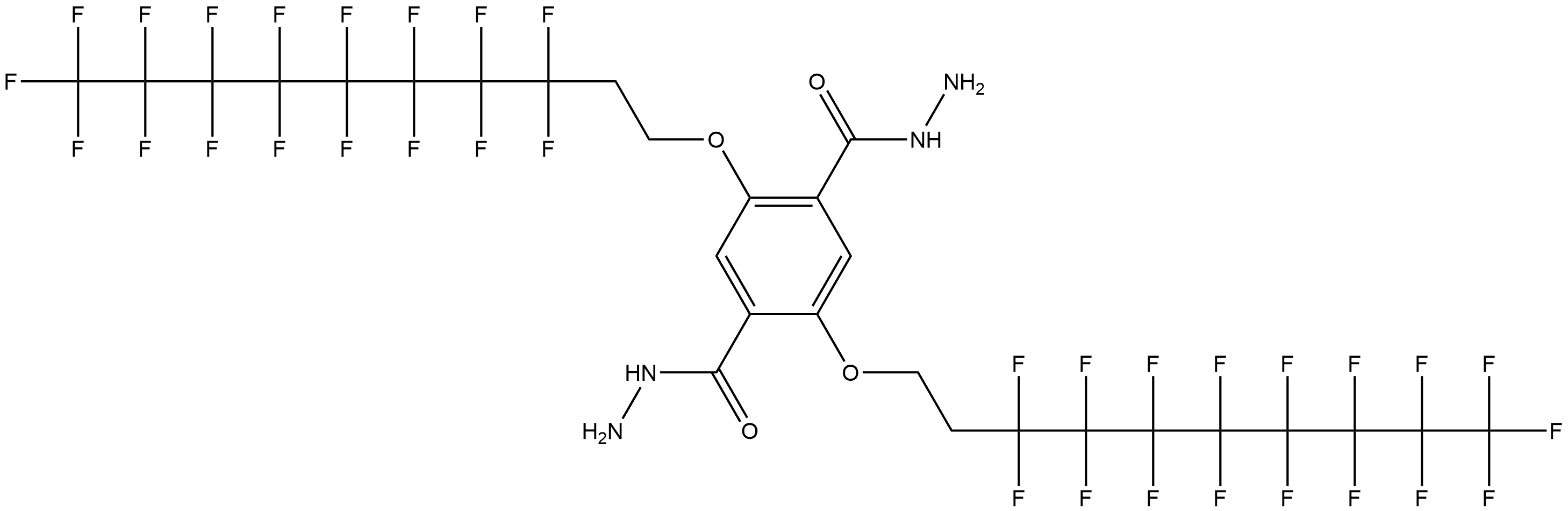 2,5-bis((3,3,4,4,5,5,6,6,7,7,8,8,9,9,10,10,10-heptadecafluorodecyl)oxy)terephthalohydrazide Structure