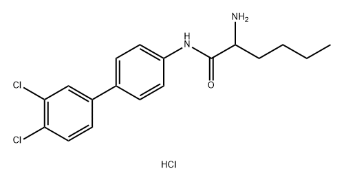 Hexanamide, 2-amino-N-(3',4'-dichloro[1,1'-biphenyl]-4-yl)-, hydrochloride (1:1) Structure