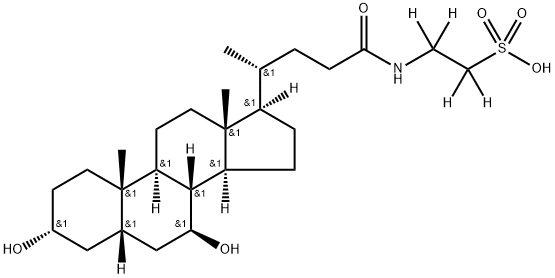 Ethane-1,1,2,2-d4-sulfonic acid, 2-[[(3α,5β,7β)-3,7-dihydroxy-24-oxocholan-24-yl]amino]- Structure