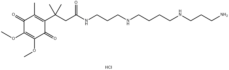 1,4-Cyclohexadiene-1-propanamide, N-[3-[[4-[(3-aminopropyl)amino]butyl]amino]propyl]-4,5-dimethoxy-β,β,2-trimethyl-3,6-dioxo-, hydrochloride (1:3) Structure