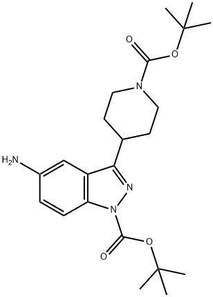 tert-Butyl 5-amino-3-(1-(tert-butoxycarbonyl)piperidin-4-yl)-1H-indazole-1-carboxylate Structure