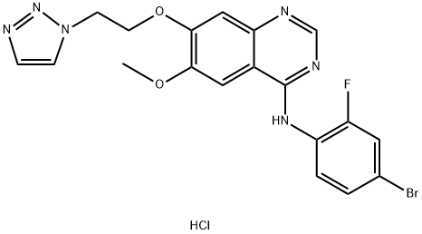 4-Quinazolinamine, N-(4-bromo-2-fluorophenyl)-6-methoxy-7-[2-(1H-1,2,3-triazol-1-yl)ethoxy]-, hydrochloride (1:1) 구조식 이미지