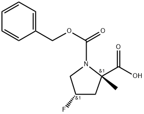 (2S,4S)-1-((benzyloxy)carbonyl)-4-fluoro-2-methylpyrrolidine-2-carboxylic acid 구조식 이미지