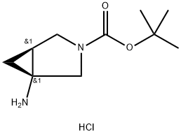 3-Azabicyclo[3.1.0]hexane-3-carboxylic acid, 1-amino-, 1,1-dimethylethyl ester, hydrochloride (1:1), (1R,5S)- Structure