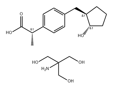 Benzeneacetic acid, 4-[[(1R,2S)-2-hydroxycyclopentyl]methyl]-α-methyl-, (αS)-, compd. with 2-amino-2-(hydroxymethyl)-1,3-propanediol (1:1) Structure