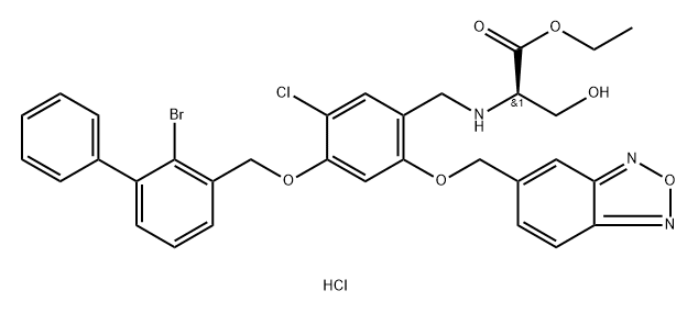 D-Serine, N-[[2-(2,1,3-benzoxadiazol-5-ylmethoxy)-4-[(2-bromo[1,1'-biphenyl]-3-yl)methoxy]-5-chlorophenyl]methyl]-, ethyl ester, hydrochloride (1:1) 구조식 이미지