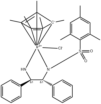 Iridium, [N-[(1R,2R)-2-(amino-κN)-1,2-diphenylethyl]-2,4,6-trimethylbenzenesulfonamidato-κN]chloro[(1,2,3,4,5-η)-1,2,3,4,5-pentamethyl-2,4-cyclopentadien-1-yl]- Structure