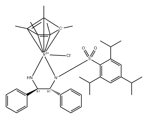 Iridium, [N-[(1R,2R)-2-(amino-κN)-1,2-diphenylethyl]-2,4,6-tris(1-methylethyl)benzenesulfonamidato-κN]chloro[(1,2,3,4,5-η)-1,2,3,4,5-pentamethyl-2,4-cyclopentadien-1-yl]- Structure