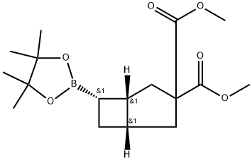 Bicyclo[3.2.0]heptane-3,3-dicarboxylic acid, 6-(4,4,5,5-tetramethyl-1,3,2-dioxaborolan-2-yl)-, 3,3-dimethyl ester, (1R,5R,6R)-rel- Structure