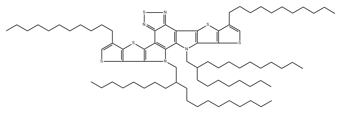 Dithieno[2'',3'':4',5']thieno[2',3':4,5]pyrrolo[3,2-e:2',3'-g][2,1,3]benzothiadiazole, 12,13-dihydro-12,13-bis(2-octyldodecyl)-3,9-diundecyl- 구조식 이미지