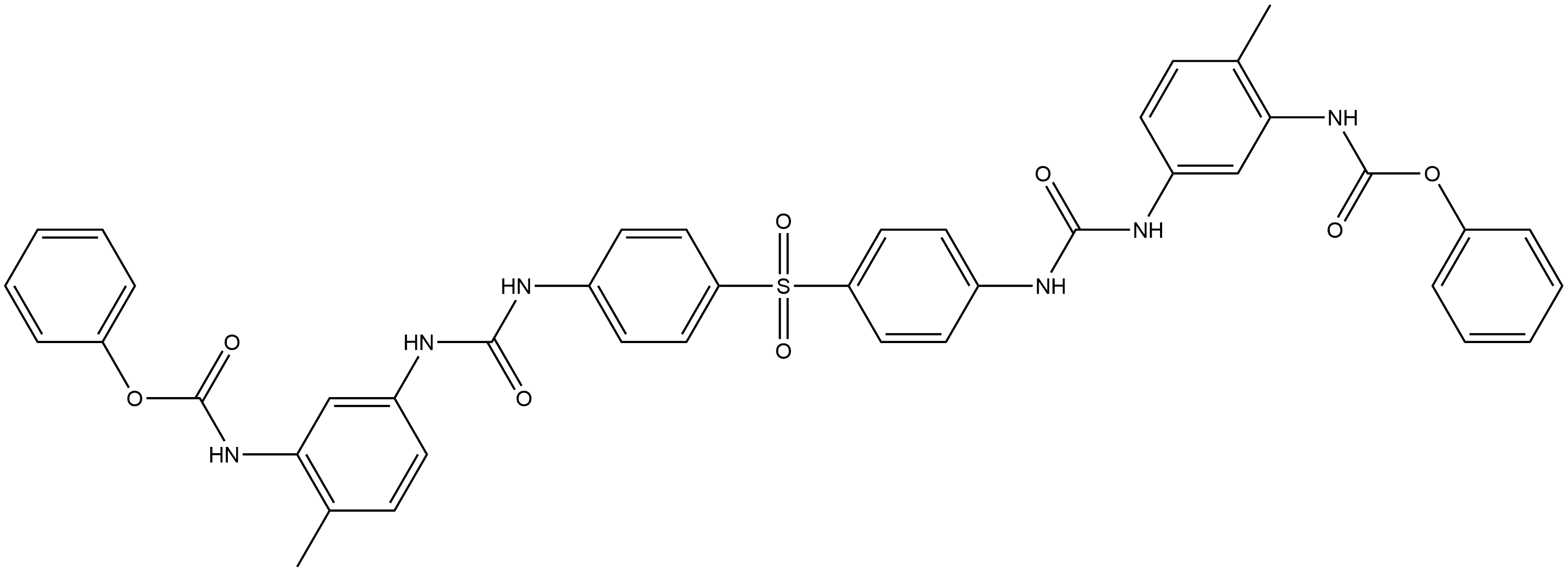 Carbamic acid, N,N'-[sulfonylbis[4,1-phenyleneiminocarbonylimino(6-methyl-3,1-phenylene)]]bis-, C,C'-diphenyl ester Structure