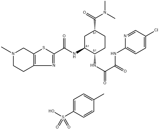 Ethanediamide, N1-(5-chloro-2-pyridinyl)-N2-[(1S,2S,4R)-4-[(dimethylamino)carbonyl]-2-[[(4,5,6,7-tetrahydro-5-methylthiazolo[5,4-c]pyridin-2-yl)carbonyl]amino]cyclohexyl]-, compd. with 4-methylbenzenesulfonate (1:1) 구조식 이미지