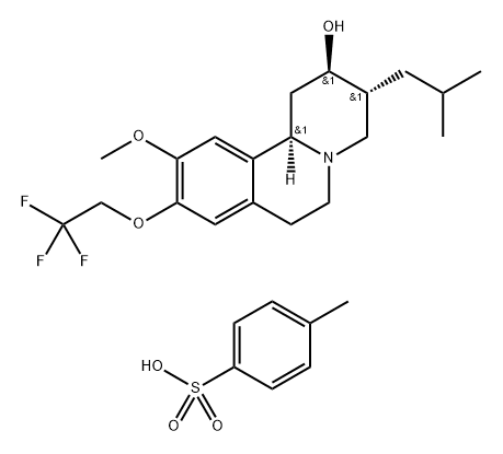 2H-Benzo[a]quinolizin-2-ol, 1,3,4,6,7,11b-hexahydro-10-methoxy-3-(2-methylpropyl)-9-(2,2,2-trifluoroethoxy)-, (2R,3R,11bR)-, compd. with 4-methylbenzenesulfonate (1:1) Structure