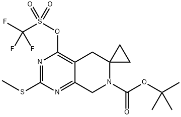 tert-Butyl 2'-(methylthio)-4'-(((trifluoromethyl)sulfonyl)oxy)-5',8'-dihydro-7'H-spiro[cyclopropane-1,6'-pyrido[3,4-d]pyrimidine]-7'-carboxylate Structure