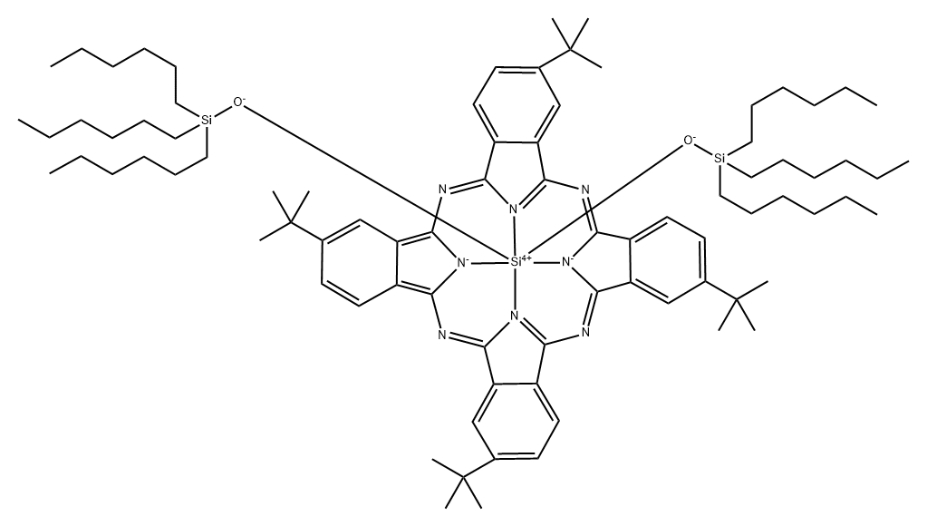 Silicon, [2,9,16,23-tetrakis(1,1-dimethylethyl)-29H,31H-phthalocyaninato(2-)-κN29,κN30,κN31,κN32]bis(1,1,1-trihexylsilanolato)-, (OC-6-12)- Structure