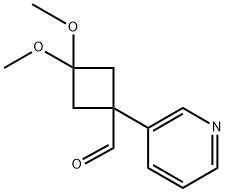 3,3-Dimethoxy-1-(pyridin-3-yl)cyclobutane-1-carbaldehyde Structure