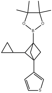 2-(2-Cyclopropyl-3-(thiophen-3-yl)bicyclo[1.1.1]pentan-1-yl)-4,4,5,5-tetramethyl-1,3,2-dioxaborolane Structure