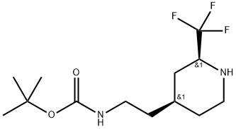 rac-tert-butyl
N-{2-[(2R,4R)-2-(trifluoromethyl)piperidin-4-yl]ethy
l}carbamate Structure