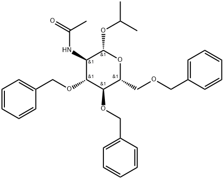 Isopropyl 2-N-acetylamino-3,4,6-tri-O-benzyl-2-deoxy-β-D-glucopyranoside Structure