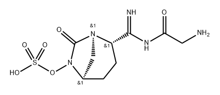 Sulfuric acid, mono[(1R,2S,5R)-2-[[(2-aminoa cetyl)amino]iminomethyl]-7-oxo-1,6-diazab icyclo[3.2.1]oct-6-yl] ester Structure