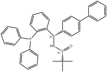 2-Propanesulfinamide, N-[(S)-[1,1'-biphenyl]-4-yl[2-(diphenylphosphino)phenyl]methyl]-2-methyl-, [S(R)]- Structure