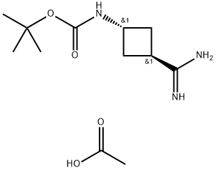 acetic acid, tert-butyl N-[(1r,3r)-3-carbamimidoylcyclobutyl]carbamate, trans Structure