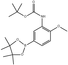 tert-butyl (2-methoxy-5-(4,4,5,5-tetramethyl-1,3,2-dioxaborolan-2-yl)phenyl)carbamate Structure