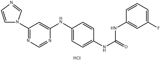 Urea, N-(3-fluorophenyl)-N'-[4-[[6-(1H-imidazol-1-yl)-4-pyrimidinyl]amino]phenyl]-, hydrochloride (1:1) Structure