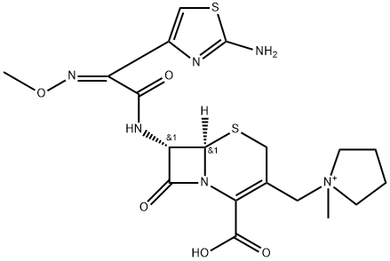 Pyrrolidinium, 1-[[(6R,7S)-7-[[(2Z)-2-(2-amino-4-thiazolyl)-2-(methoxyimino)acetyl]amino]-2-carboxy-8-oxo-5-thia-1-azabicyclo[4.2.0]oct-2-en-3-yl]methyl]-1-methyl- Structure