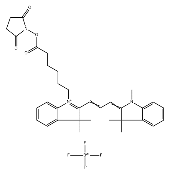 3H-Indolium, 2-[3-(1,3-dihydro-1,3,3-trimethyl-2H-indol-2-ylidene)-1-propen-1-yl]-1-[6-[(2,5-dioxo-1-pyrrolidinyl)oxy]-6-oxohexyl]-3,3-dimethyl-, tetrafluoroborate(1-) (1:1) Structure