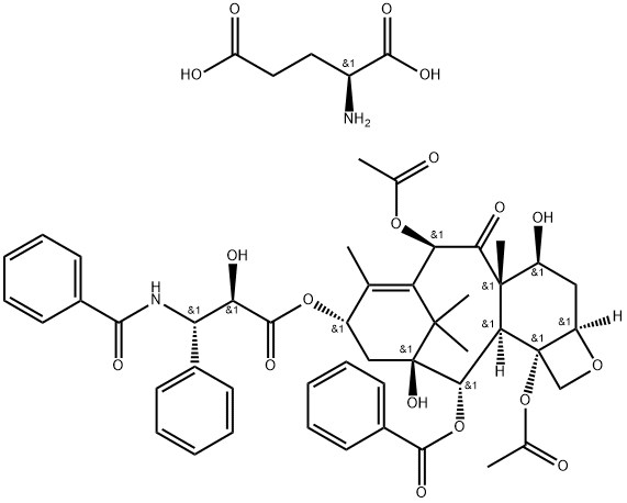 (1R,2S)-2-(Benzoylamino)-1-[[[(2aR,4S,4aS,6R,9S,11S,12S,12aR,12bS)-6,12b-bis(acetyloxy)-12-(benzoyloxy)-2a,3,4,4a,5,6,9,10,11,12,12a,12b-dodecahydro-4,11-dihydroxy-4a,8,13,13-tetramethyl-5-oxo-7,11-methano-1H-cyclodeca[3,4]benz[1,2-b]oxet-9-yl]oxy]carbonyl]-2-phenylethyl ester L-glutamic acid homopolymer Structure