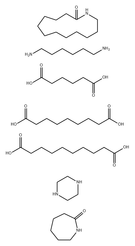 아자시클로트리데칸-2-온,헥사히드로-2H-아제핀-2-온,1,6-헥산디아민,헥산디오산,노난디오산및피페라진을함유한데칸디오산중합체 구조식 이미지