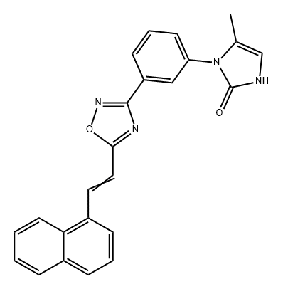 5-methyl-1-(3-{5-[2-(naphthalen-1-yl)ethenyl]-1,2,4
-oxadiazol-3-yl}phenyl)-2,3-dihydro-1H-imidazol-2-
one Structure