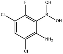 (2-amino-3,5-dichloro-6-fluorophenyl)boronic acid 구조식 이미지