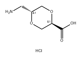 rac-(2R,5R)-5-(aminomethyl)-1,4-dioxane-2-carboxylic acid hydrochloride, trans 구조식 이미지