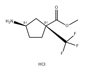 rac-methyl (1R,3S)-3-amino-1-(trifluoromethyl)cyclopentane-1-carboxylate hydrochloride 구조식 이미지
