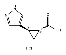 rac-(1R,2R)-2-(1H-pyrazol-4-yl)cyclopropane-1-carboxylic acid hydrochloride, trans Structure