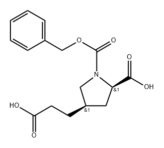 (2R,4R)-1-benzyloxycarbonyl-4-(2-carboxyethyl)pyrrolidine-2-carboxylic acid Structure