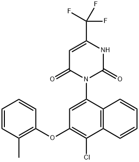 2,4(1H,3H)-Pyrimidinedione, 3-[4-chloro-3-(2-methylphenoxy)-1-naphthalenyl]-6-(trifluoromethyl)- Structure