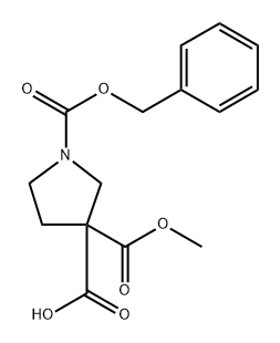 1-benzyloxycarbonyl-3-methoxycarbonyl-pyrrolidine-3-carboxylic acid Structure