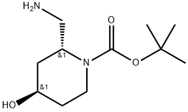 1-Piperidinecarboxylic acid, 2-(aminomethyl)-4-hydroxy-, 1,1-dimethylethyl ester… Structure